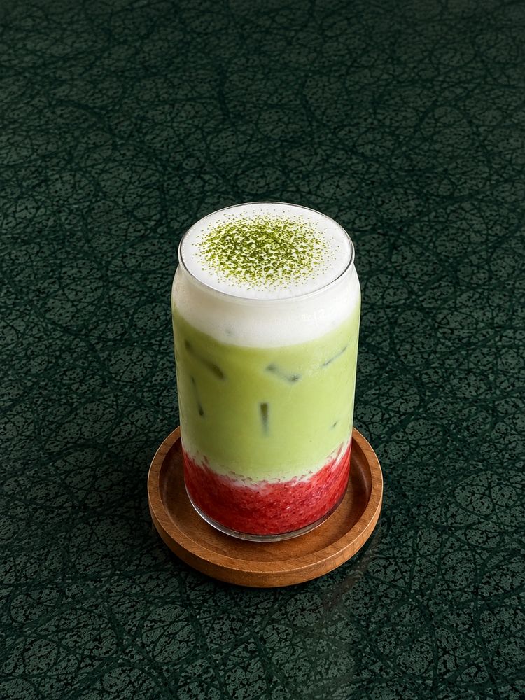 Strawberry matcha latte